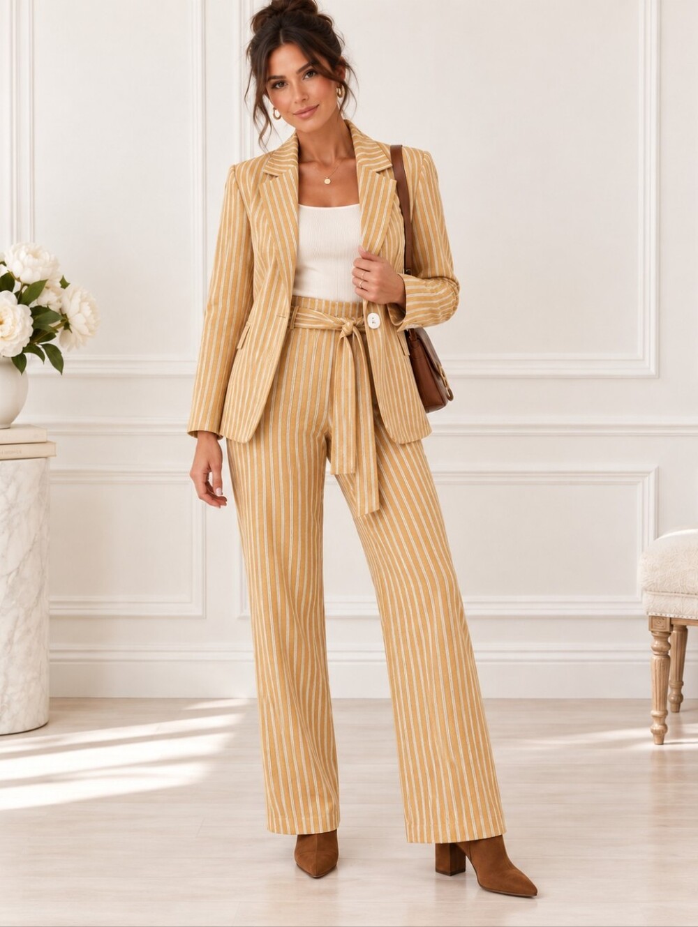NWT Muy Muy Mustard Stripe Blazer Pants 2 Piece Set | See Description For Size